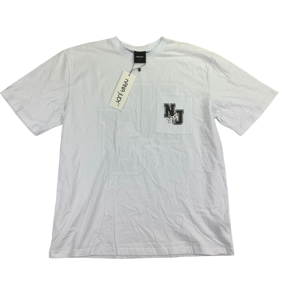 Nana Judy Mens The Team Pocket Relaxed Fit Short Sleeve Crewneck T-Shirt White M